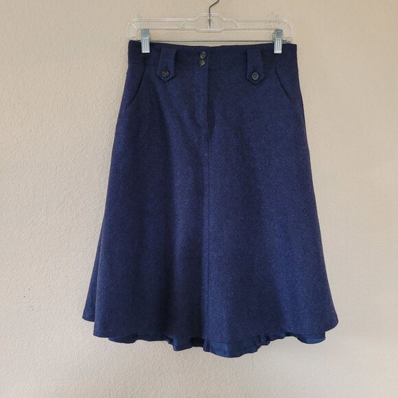 Massimo Dutti Dresses & Skirts - Massimo Dutti Womens Wool Blend A Line Skirt Size 40 Small Navy Blue Lined Knee